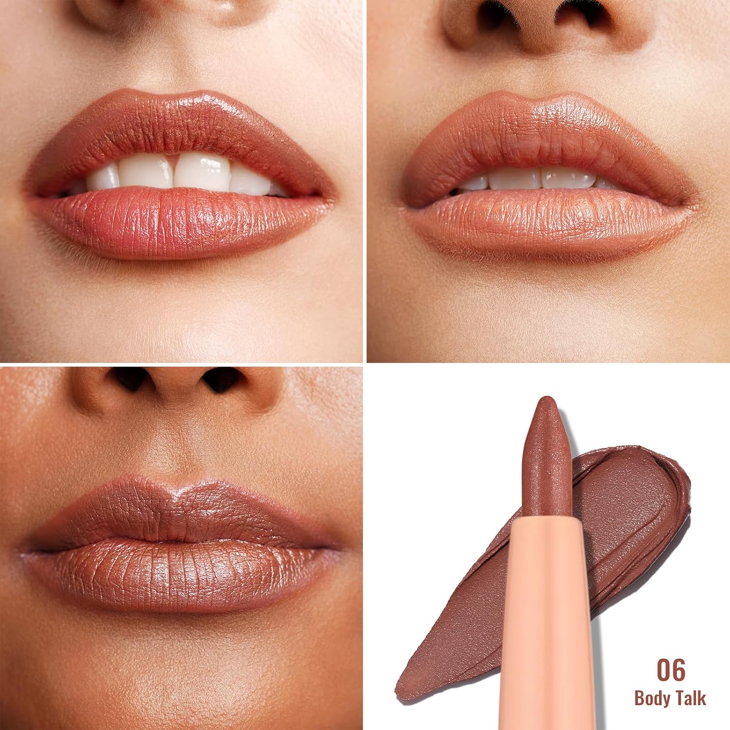 Oulac Lápis delineador labial marrom, giz de cera lipliner retrátil à prova d'água, suave, de longa duração e à prova d'água, contorno de seus lábios, beleza vegana, 06 Body Talk - Imagem 3