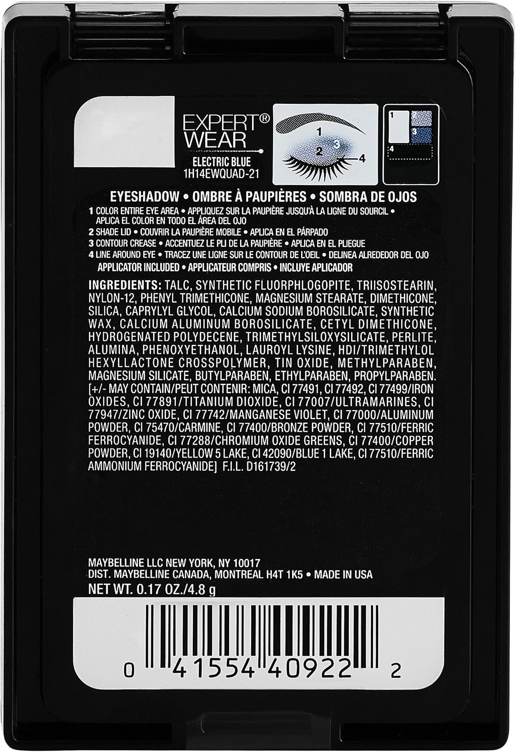 Maybelline New Expertwear Eyeshadow Electric Blue - Paleta de Sombras 4,8g - Imagem 2